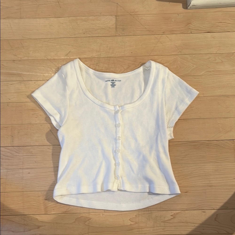 Brandy Melville Cream Buttoned Crop Blouse